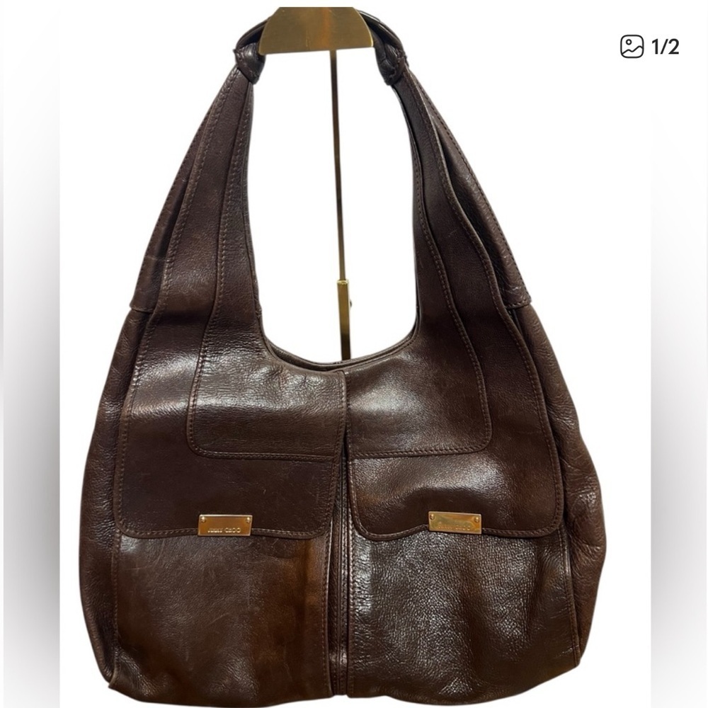 Jimmy Choo Dark Brown Leather Shoulder Bag